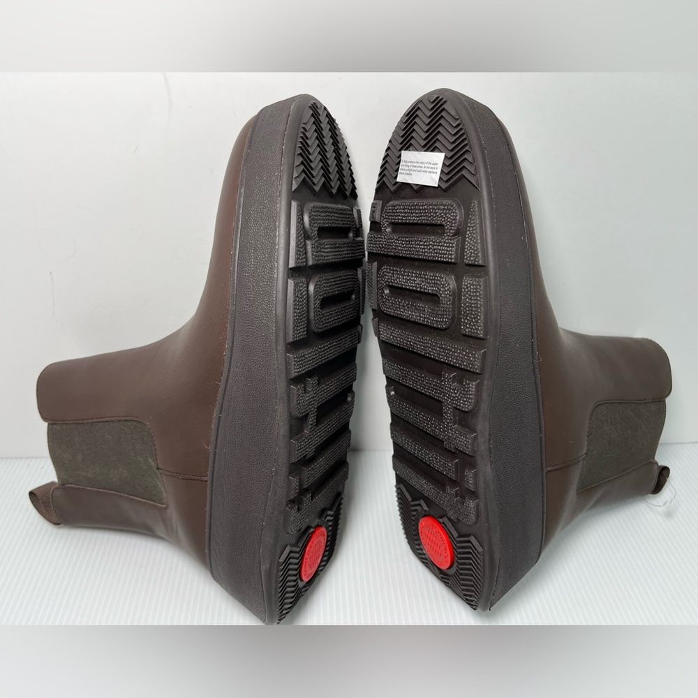 FitFlop Genuine Smooth Leather Platform Chelsea Boots - color Chocolate Brown - Picture 5 of 11